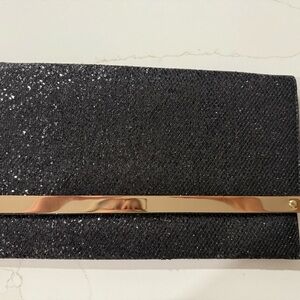 Black and Gold Glitter Clutch for Evening Events